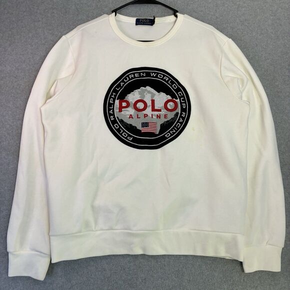Polo Ralph Lauren Alpine Crewneck Sweatshirt White Logo Patch Men’s L - Picture 1 of 7